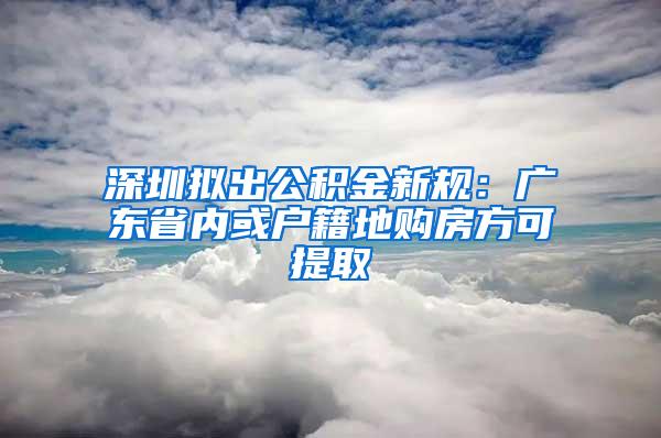 深圳拟出公积金新规：广东省内或户籍地购房方可提取