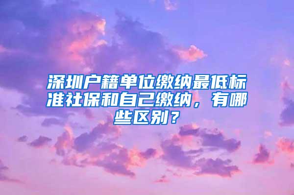 深圳户籍单位缴纳最低标准社保和自己缴纳，有哪些区别？