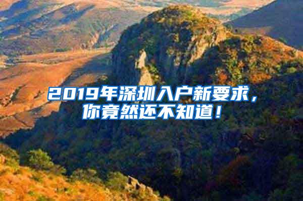 2019年深圳入户新要求，你竟然还不知道！