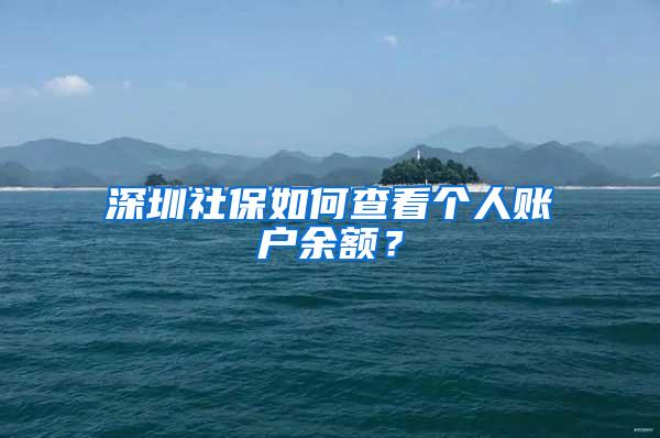 深圳社保如何查看个人账户余额？