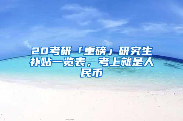 20考研「重磅」研究生补贴一览表，考上就是人民币