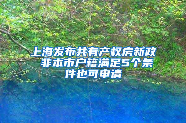 上海发布共有产权房新政 非本市户籍满足5个条件也可申请