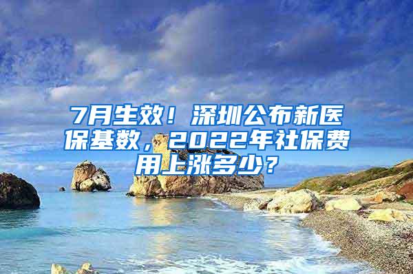 7月生效！深圳公布新医保基数，2022年社保费用上涨多少？