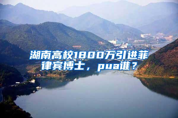 湖南高校1800万引进菲律宾博士，pua谁？