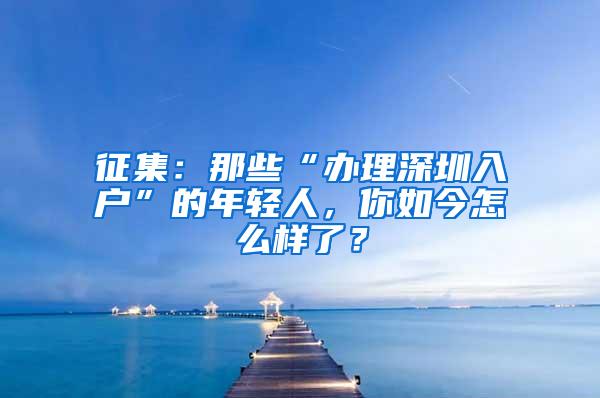 征集：那些“办理深圳入户”的年轻人，你如今怎么样了？