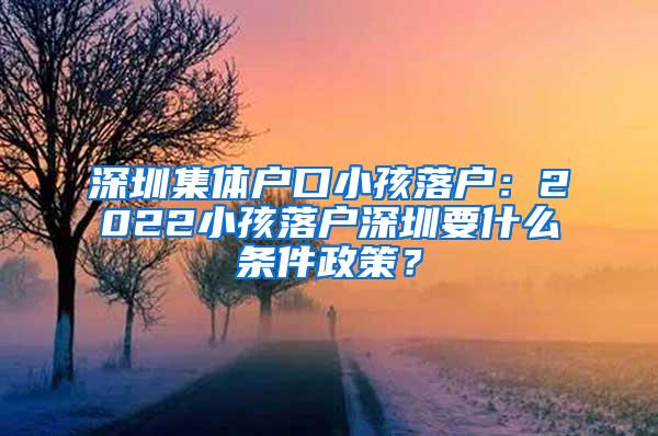 深圳集体户口小孩落户：2022小孩落户深圳要什么条件政策？