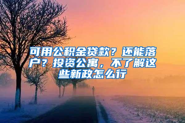 可用公积金贷款？还能落户？投资公寓，不了解这些新政怎么行