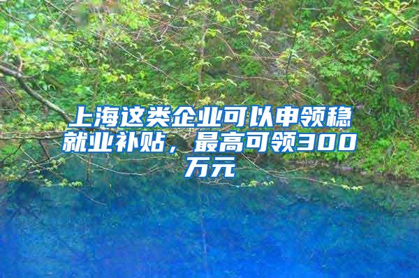 上海这类企业可以申领稳就业补贴，最高可领300万元