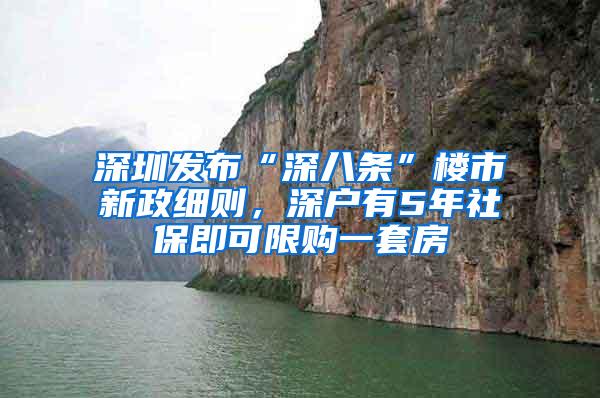 深圳发布“深八条”楼市新政细则，深户有5年社保即可限购一套房