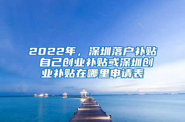 2022年，深圳落户补贴 自己创业补贴或深圳创业补贴在哪里申请表