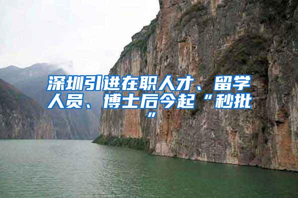 深圳引进在职人才、留学人员、博士后今起“秒批”