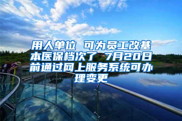 用人单位 可为员工改基本医保档次了 7月20日前通过网上服务系统可办理变更