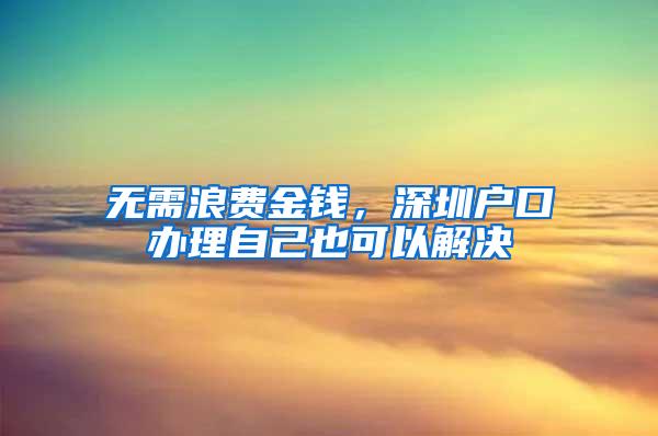 无需浪费金钱，深圳户口办理自己也可以解决