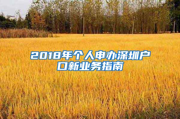 2018年个人申办深圳户口新业务指南