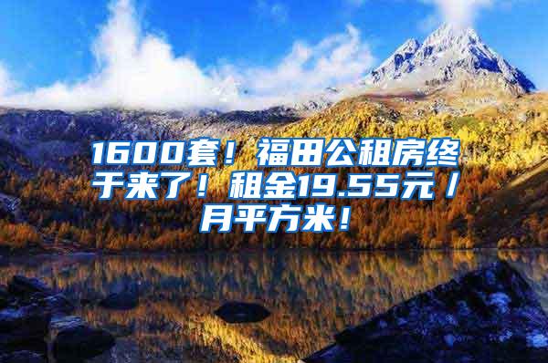 1600套！福田公租房终于来了！租金19.55元／月平方米！