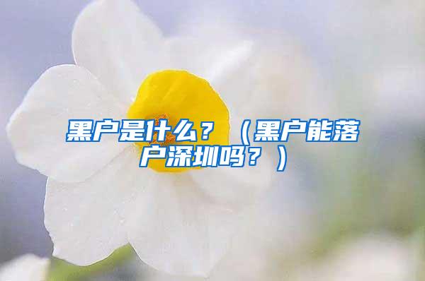 黑户是什么？（黑户能落户深圳吗？）