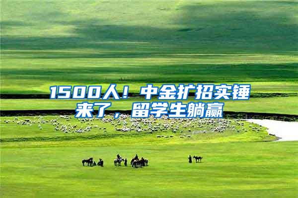 1500人！中金扩招实锤来了，留学生躺赢