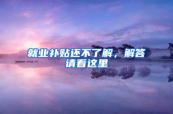 就业补贴还不了解，解答请看这里→