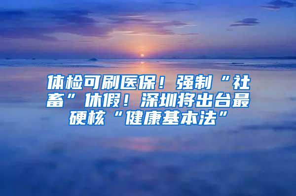 体检可刷医保！强制“社畜”休假！深圳将出台最硬核“健康基本法”