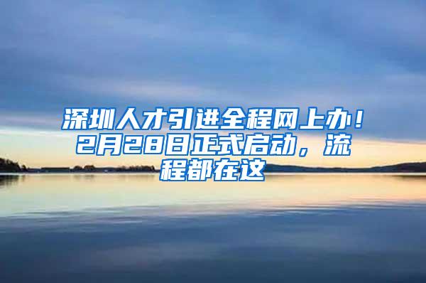 深圳人才引进全程网上办！2月28日正式启动，流程都在这