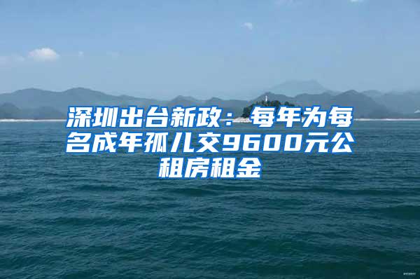 深圳出台新政：每年为每名成年孤儿交9600元公租房租金