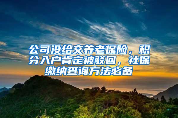 公司没给交养老保险，积分入户肯定被驳回，社保缴纳查询方法必备