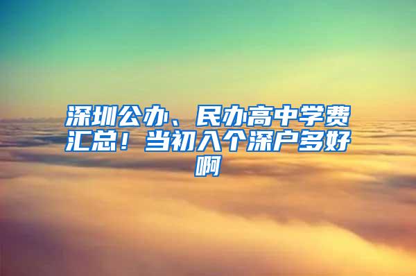 深圳公办、民办高中学费汇总！当初入个深户多好啊