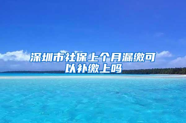 深圳市社保上个月漏缴可以补缴上吗