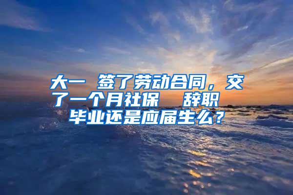 大一 签了劳动合同，交了一个月社保  辞职  毕业还是应届生么？