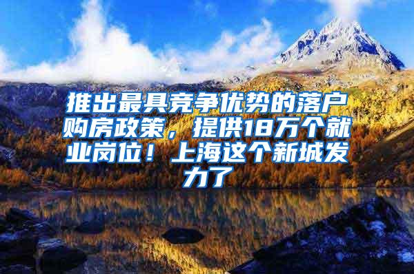 推出最具竞争优势的落户购房政策，提供18万个就业岗位！上海这个新城发力了