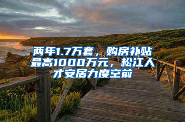 两年1.7万套，购房补贴最高1000万元，松江人才安居力度空前