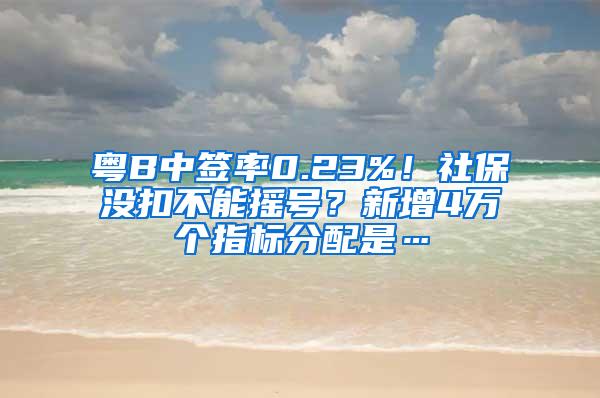 粤B中签率0.23%！社保没扣不能摇号？新增4万个指标分配是…