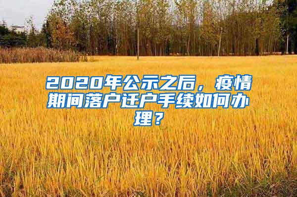 2020年公示之后，疫情期间落户迁户手续如何办理？