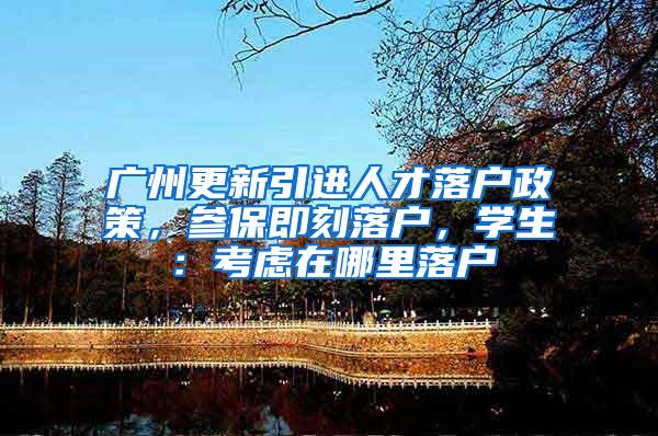 广州更新引进人才落户政策，参保即刻落户，学生：考虑在哪里落户