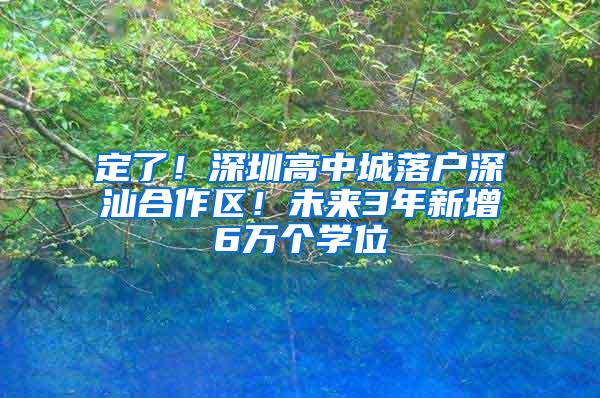 定了！深圳高中城落户深汕合作区！未来3年新增6万个学位