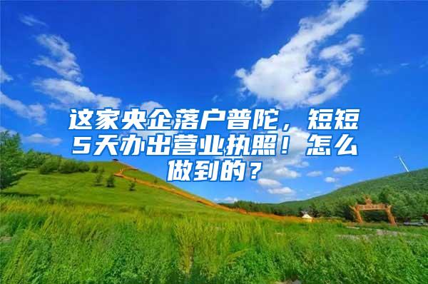 这家央企落户普陀，短短5天办出营业执照！怎么做到的？