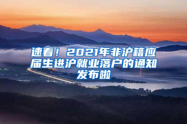 速看！2021年非沪籍应届生进沪就业落户的通知发布啦