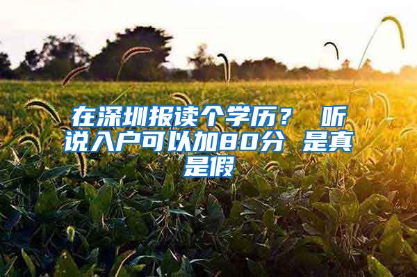 在深圳报读个学历？ 听说入户可以加80分 是真是假