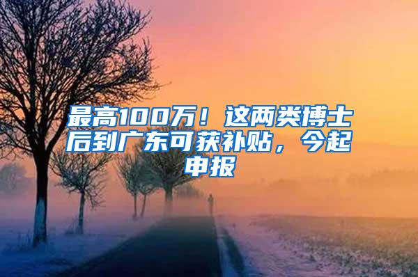 最高100万！这两类博士后到广东可获补贴，今起申报