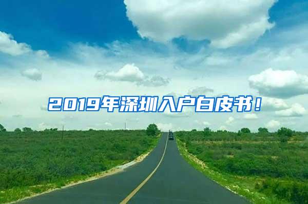 2019年深圳入户白皮书！