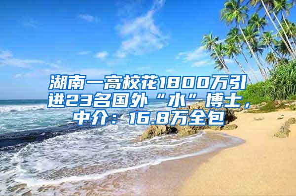 湖南一高校花1800万引进23名国外“水”博士，中介：16.8万全包