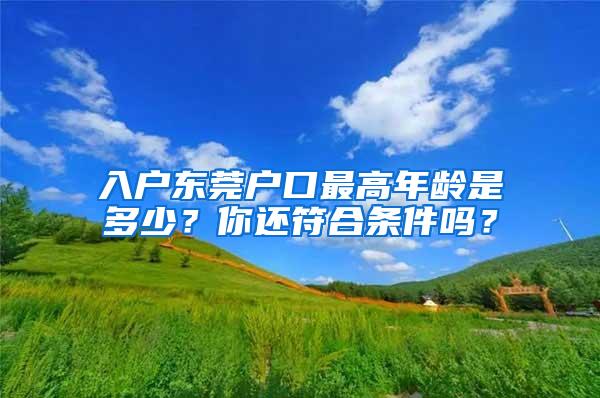 入户东莞户口最高年龄是多少？你还符合条件吗？