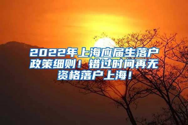 2022年上海应届生落户政策细则！错过时间再无资格落户上海！