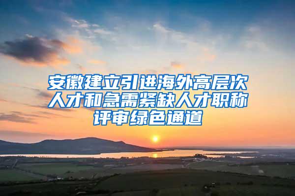 安徽建立引进海外高层次人才和急需紧缺人才职称评审绿色通道