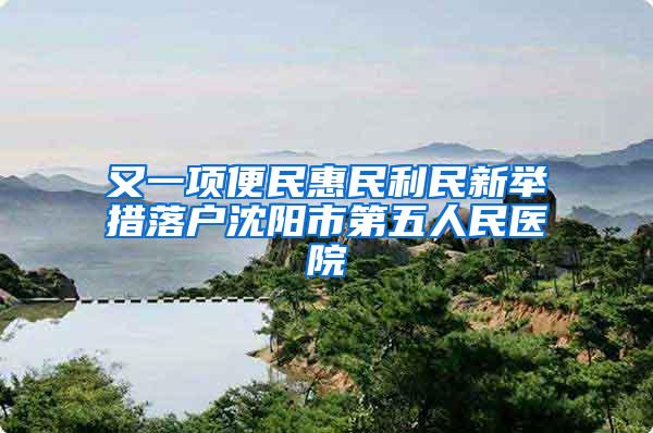 又一项便民惠民利民新举措落户沈阳市第五人民医院