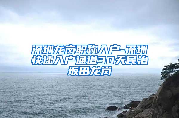 深圳龙岗职称入户-深圳快速入户通道30天民治坂田龙岗