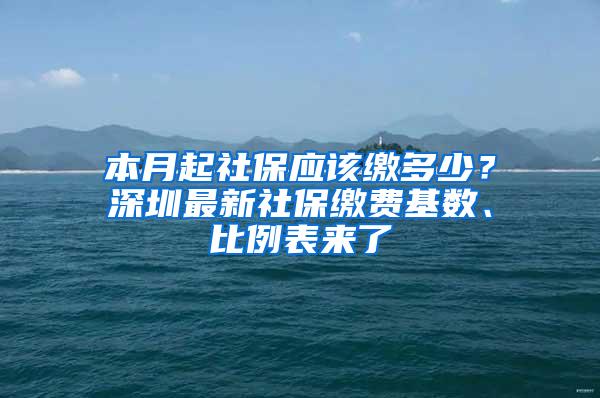 本月起社保应该缴多少？深圳最新社保缴费基数、比例表来了