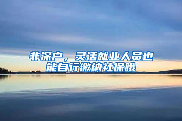 非深户，灵活就业人员也能自行缴纳社保哦