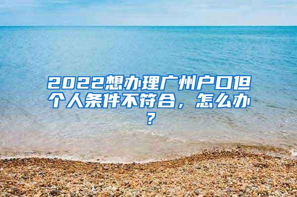 2022想办理广州户口但个人条件不符合，怎么办？