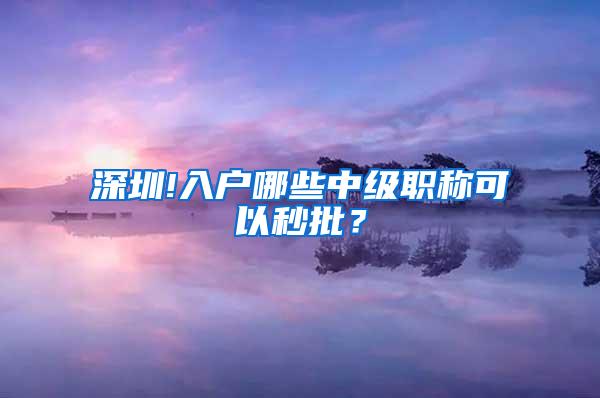 深圳!入户哪些中级职称可以秒批？